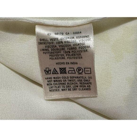 Anthropology Leifnotes Bird Print Midi Patchwork Eyelet Lemon White Dress Sz 0 - Picture 8 of 8